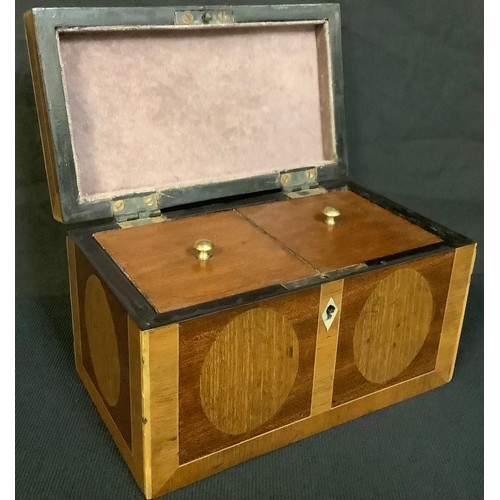 225A - A George III design mahogany double-cube tea caddy, 18cm wide