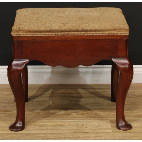 204 - A George I design mahogany stool, 56cm high, 64cm wide, 48cm deep, c.1900