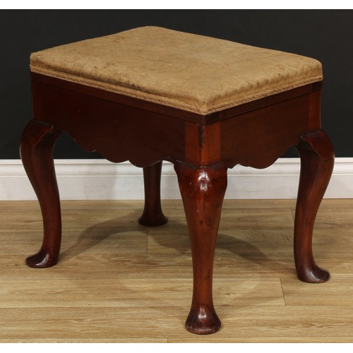 204 - A George I design mahogany stool, 56cm high, 64cm wide, 48cm deep, c.1900