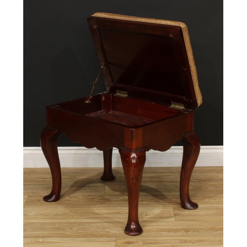 204 - A George I design mahogany stool, 56cm high, 64cm wide, 48cm deep, c.1900