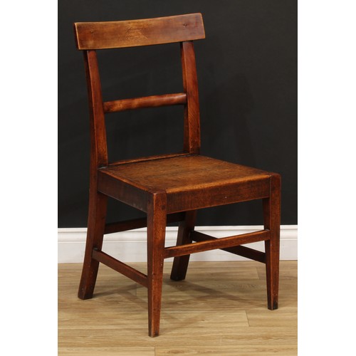 205 - A William and Mary Revival carved oak dining or hall chair, 127.5cm high, 49cm wide, the seat 42cm d... 