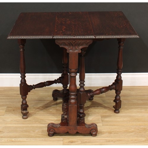 216 - An 18th century design oak gateleg table, 71cm high, 27cm opening to 81.5cm long, 74.5cm wide