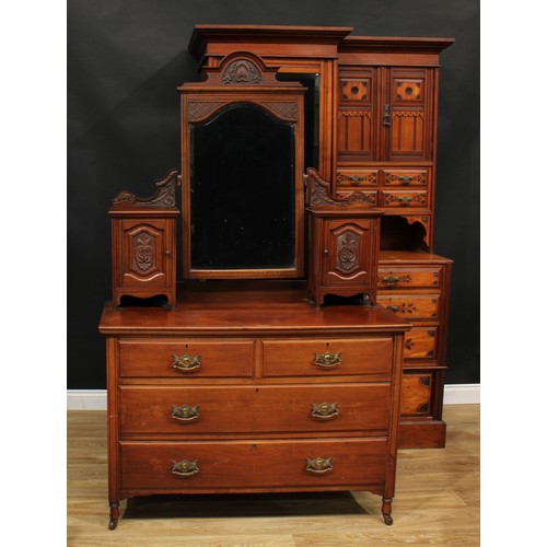 219 - A late Victorian matched two piece bedroom suite, comprising wardrobe, 204cm high, 131.5cm wide, 54c... 