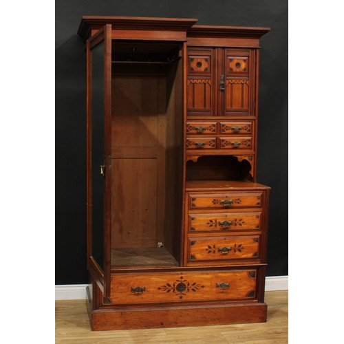 219 - A late Victorian matched two piece bedroom suite, comprising wardrobe, 204cm high, 131.5cm wide, 54c... 