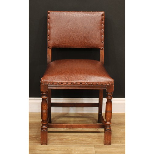 547 - Eight Cromwellian Revival style dining chairs, comprising six side chairs, 81.5cm high, 46.5cm wide,... 