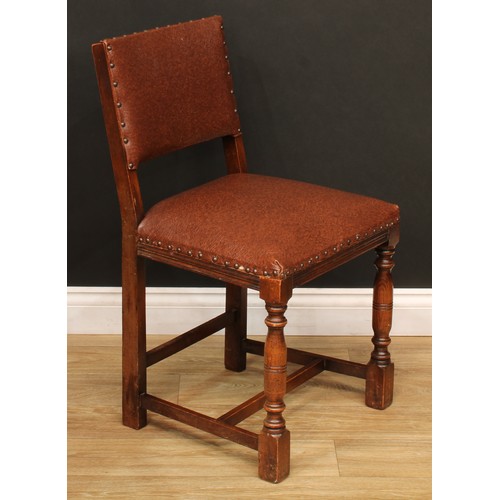 547 - Eight Cromwellian Revival style dining chairs, comprising six side chairs, 81.5cm high, 46.5cm wide,... 