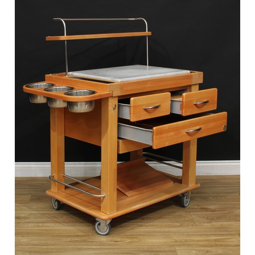 548 - A Legnoart of Italy kitchen island butcher's block, marble top, with additional wooden chopping boar... 