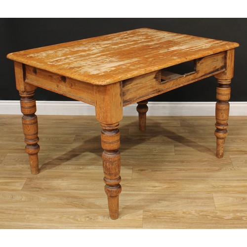 620 - A Victorian pine farmhouse kitchen table, 77cm high, 119cm long, 84cm wide, c.1880