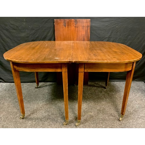 203 - A late 19th century mahogany D-end dining table, one leaf, tapered legs, 103cm wide, 191cm long c.18... 