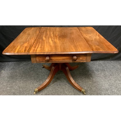 205 - A 19th century mahogany Pembroke table, rounded rectangular top with fall leaves above two frieze dr... 