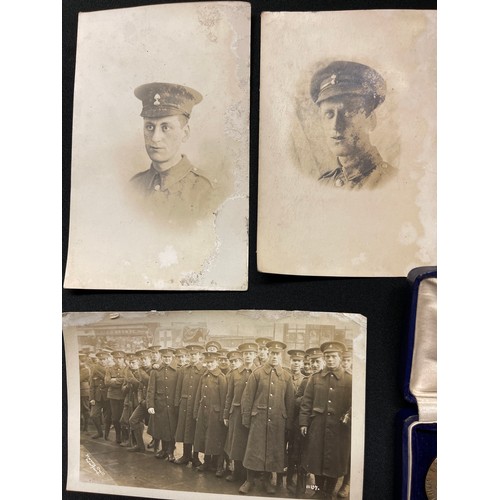 73 - WW1 British Photographic Postcards, five showing members of a Fusilier Regt, two showing the launchi... 