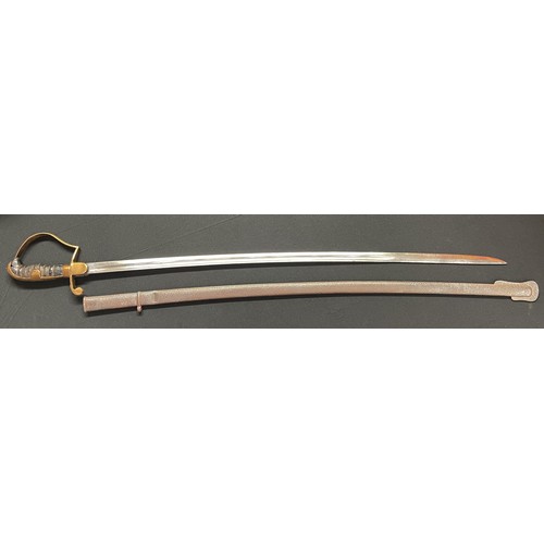 77 - WW1 Turkish German made Cavalry Sabre with fullered single edged blade 785mm in length. No makers ma... 