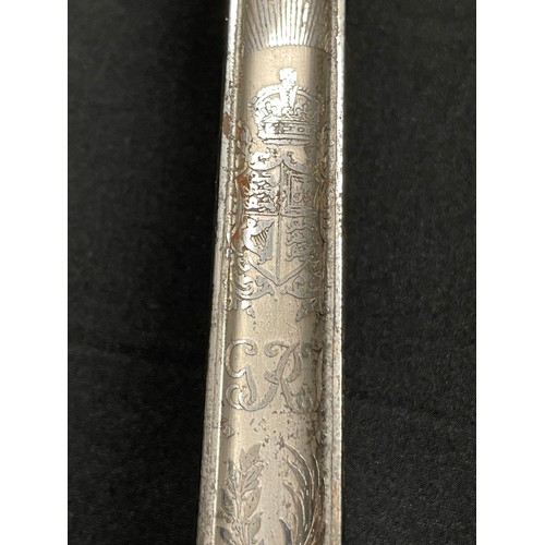 81 - WW2 British Army Officers 1897 Pattern Sword with etched decorated fullered blade 822mm in length wi... 