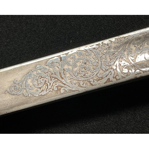 81 - WW2 British Army Officers 1897 Pattern Sword with etched decorated fullered blade 822mm in length wi... 