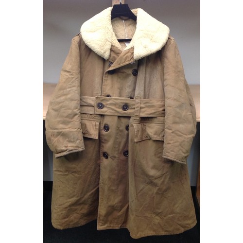 84 - WW2 Canadian Army sheepskin-lined canvas overcoat, maker marked & dated 1940, size 40, complete with... 