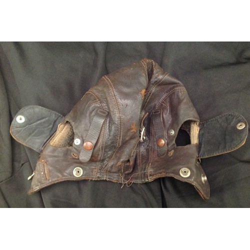 98 - WW2 British RAF C Type leather flying helmet. No head phones. Leather flap stitched over ears. No ch... 