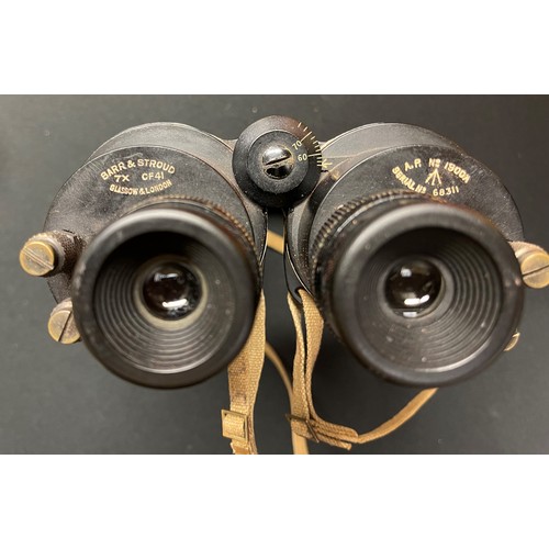 108 - WW2 British 7X CF41 Binoculars makers marked Barr & Stroud, Glasgow & London. AP No1900A. Serial num... 