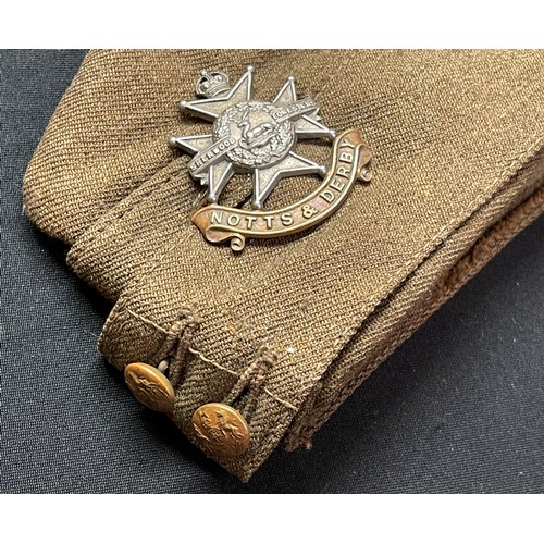 109 - WW2 British Other Ranks Field Service cap with Notts & Derby Regiment cap badge. General Service but... 