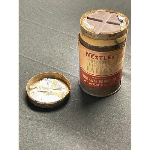 113 - WW2 British Commonwealth tin of Nestle's Prepaired Chocolate Ration. The tin is complete with it's o... 