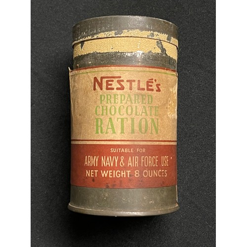 113 - WW2 British Commonwealth tin of Nestle's Prepaired Chocolate Ration. The tin is complete with it's o... 