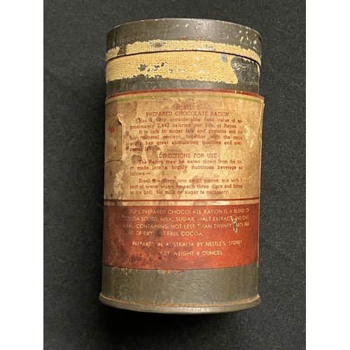 113 - WW2 British Commonwealth tin of Nestle's Prepaired Chocolate Ration. The tin is complete with it's o... 