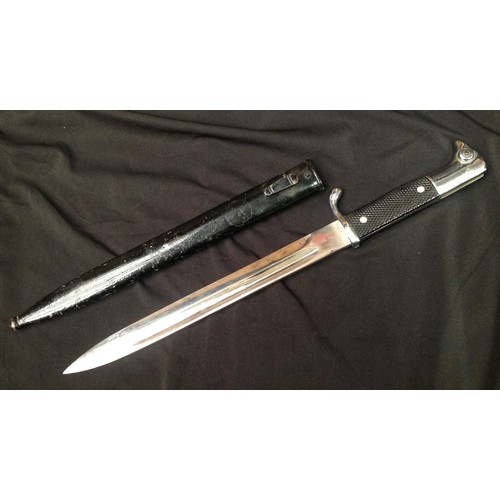 128 - WW2 Third Reich K98 Dress Bayonet with 250mm long single edged fullered blade, maker marked 