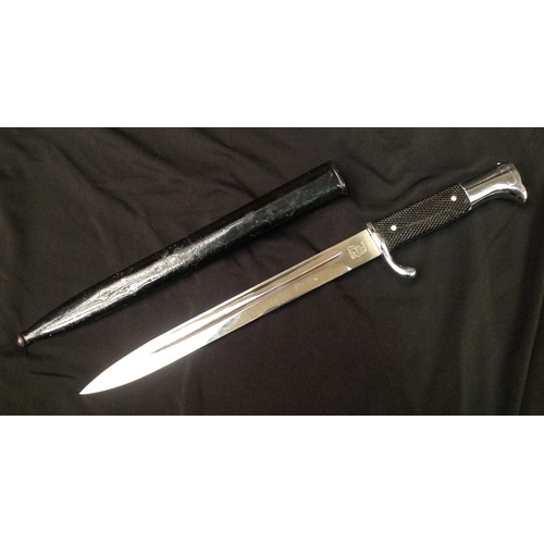 128 - WW2 Third Reich K98 Dress Bayonet with 250mm long single edged fullered blade, maker marked 