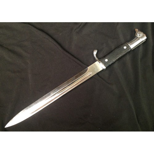 128 - WW2 Third Reich K98 Dress Bayonet with 250mm long single edged fullered blade, maker marked 