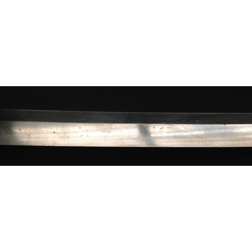 131 - Japanese Katana Sword with 650mm long single edged blade. Tang is signed (Chrysanthemum-mon) Tanba n... 