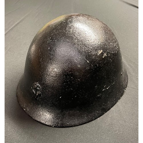 133 - WW2 Imperial Japanese Naval Landing Forces Steel Helmet. No liner or chinstrap. Repainted black.