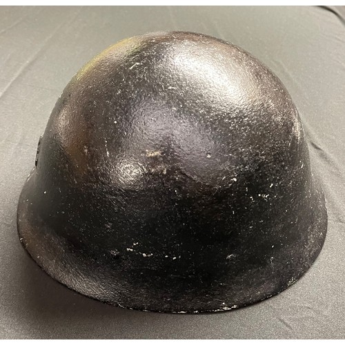 133 - WW2 Imperial Japanese Naval Landing Forces Steel Helmet. No liner or chinstrap. Repainted black.