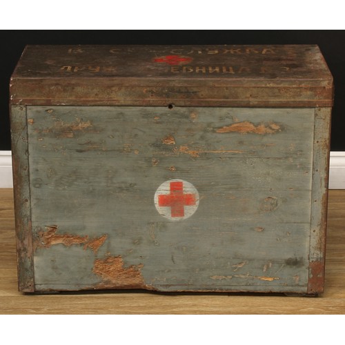 139 - WW2 Third Reich Medical Stores box with original paint finish and Red Cross markings to front and li... 