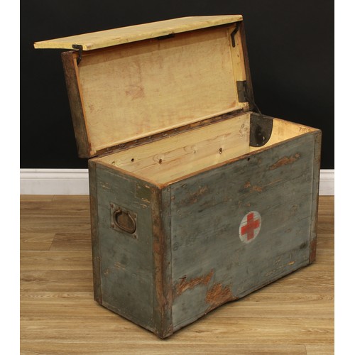 139 - WW2 Third Reich Medical Stores box with original paint finish and Red Cross markings to front and li... 