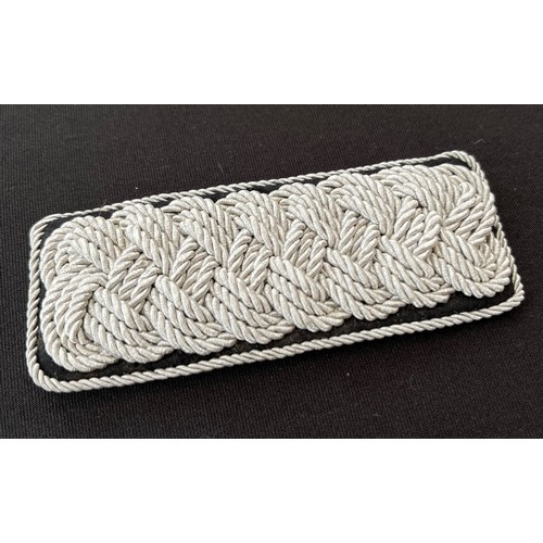 142 - WW2 Third Reich Collar Tabs for a Stabskapitän of the Transportflotte Speer.  Silver wire on black b... 