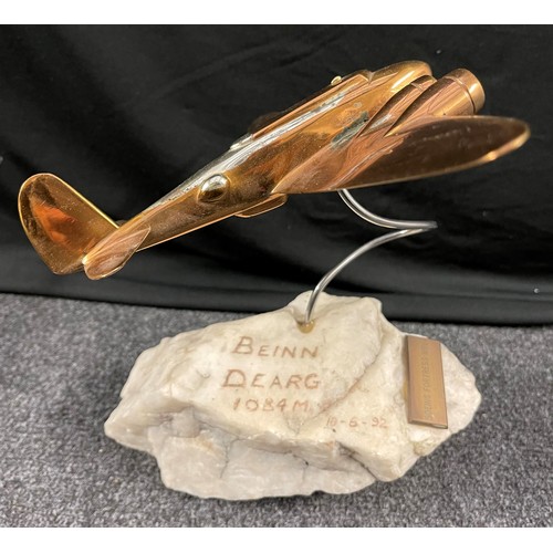 168 - WW2 / Post War Trench Art style brass and alloy model aircraft to include Bristol Blenheim;  Boeing ... 