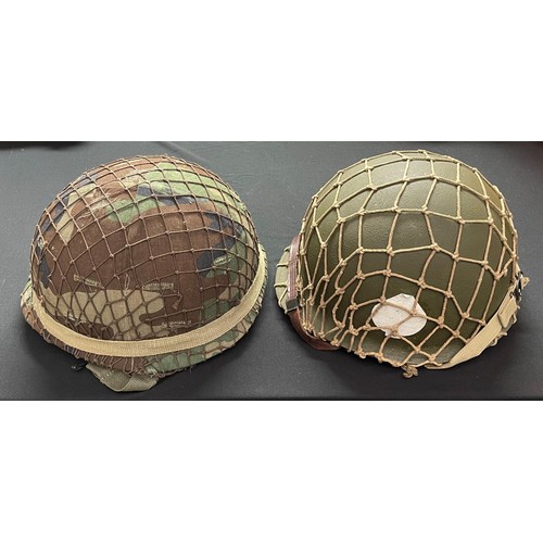 171 - REPRODUCTION WW2 US Army M1 Steel Helmet with rear seam, M1 liner, fitted with REPRODUCTION M1C Airb... 