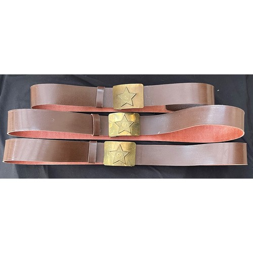 173 - Soviet Red Army Enlisted mans belt and brass dress buckle x 3. All in unissued condition. 1980's iss... 