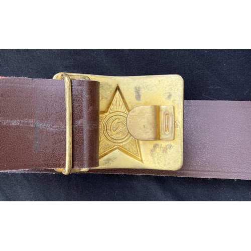 173 - Soviet Red Army Enlisted mans belt and brass dress buckle x 3. All in unissued condition. 1980's iss... 