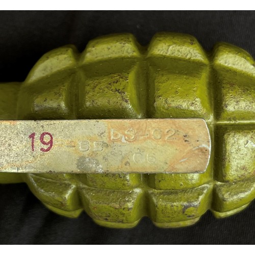 175 - East German F1 Fragmentation Grenade INERT & FREE FROM EXPOLSIVE. Complete with lever and pin. Dated... 