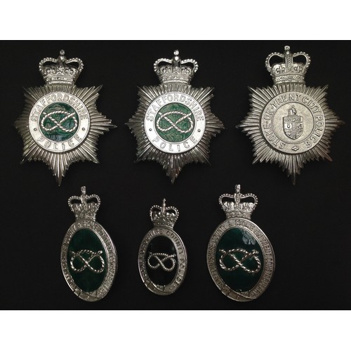 182 - ERII Staffordshire Police enameled helmet plates x 2: Staffordshire County Police: Staffordshire Cou... 