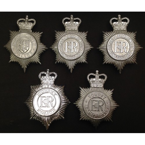 183 - A collection of five Queens Crown Dorset & Bournmouth Constabulary x 2, Bournmouth Police, Dorset Po... 