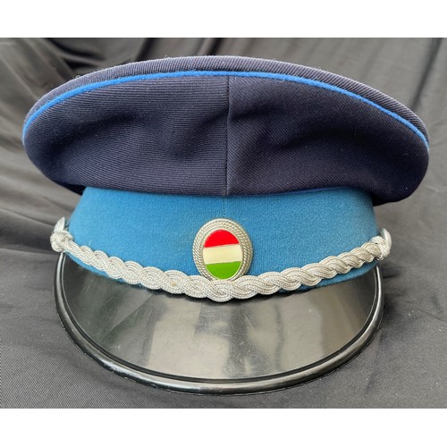 187 - Hungarian Police Officers Cap. Complete with enamel cap badge in national colours and silver wire ch... 