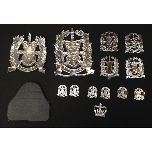 195 - Hampshire Police insignia collection to include: Queens Crown enamelled helmet plate: Queen Crown pl... 