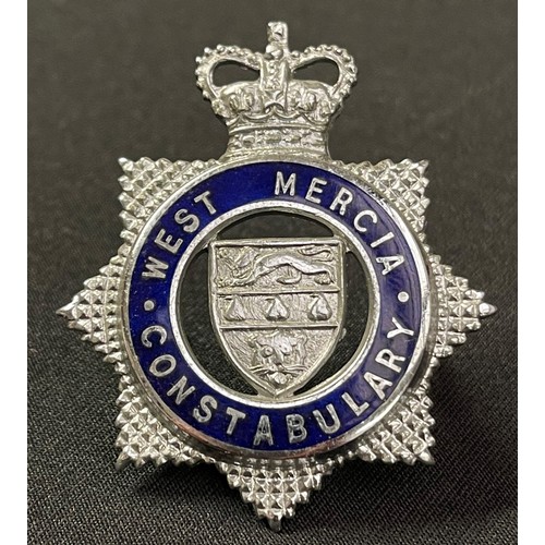 201 - Kings Crown Worcestershire Police Helmet Plate: Queens Crown West Mercia Constabulary Helmet Plate: ... 