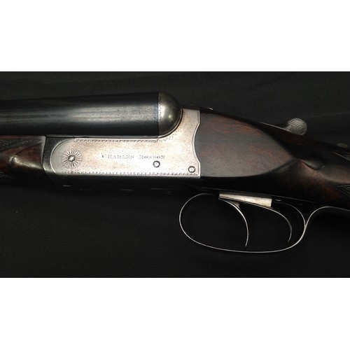 218 - Rosson 12 Bore Side by Side Shotgun Serial Number 1696. Barrel length 687mm. Overall length 110.5cm.... 