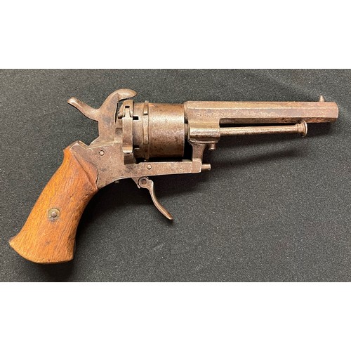 222 - Pinfire Belgian made Revolver with 84mm long barrel. Approx 7mm bore. 6 shot cyclinder. No makers ma... 