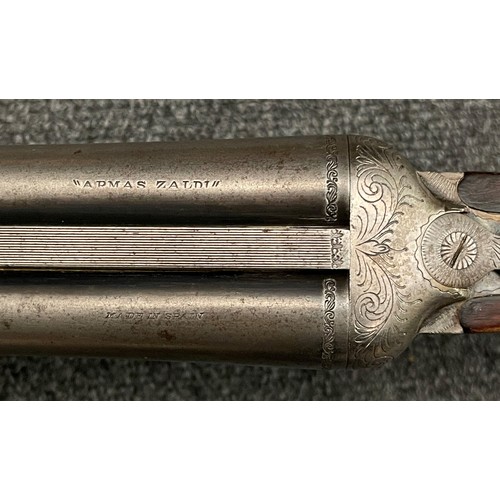 223 - Armas Zaldi Spanish 12 bore double barrel side by side shot gun with 705mm long barrels, overall len... 