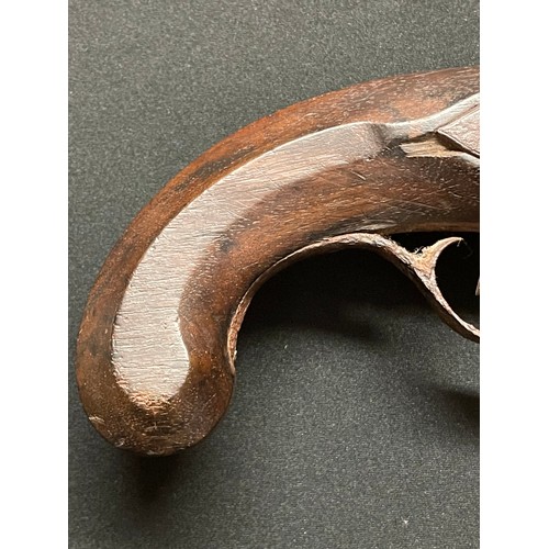 228 - Flintlock Pistol with 195mm long barrel, bore approx 14mm, overall length 340mm, maker marked 