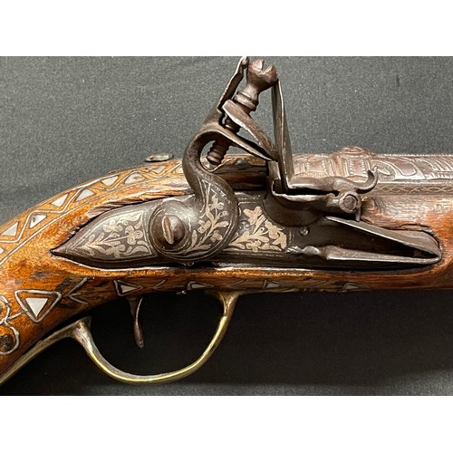 240 - Turkish Flintlock Blunderbuss Pistol. 225mm long barrel. Flare to end of barrel is 64mm wide interna... 