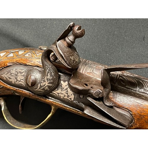 240 - Turkish Flintlock Blunderbuss Pistol. 225mm long barrel. Flare to end of barrel is 64mm wide interna... 